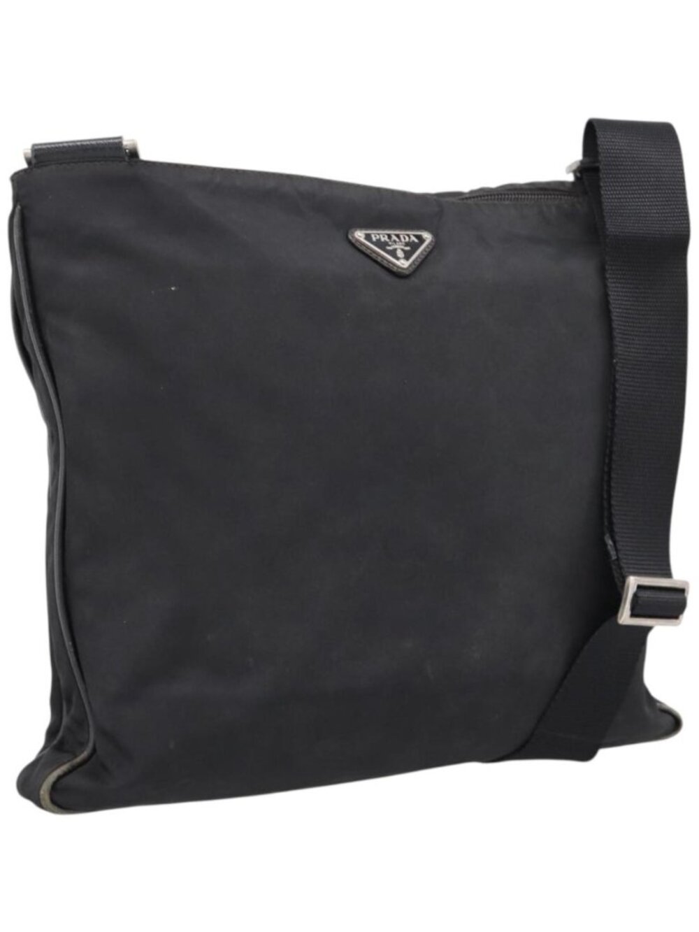 PRADA Shoulder Bag Nylon Black Silver